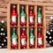 Red and Green Polka Dot Christmas Folksy Gnome Ornament Set, 8 Shatterproof Tree Gnomies